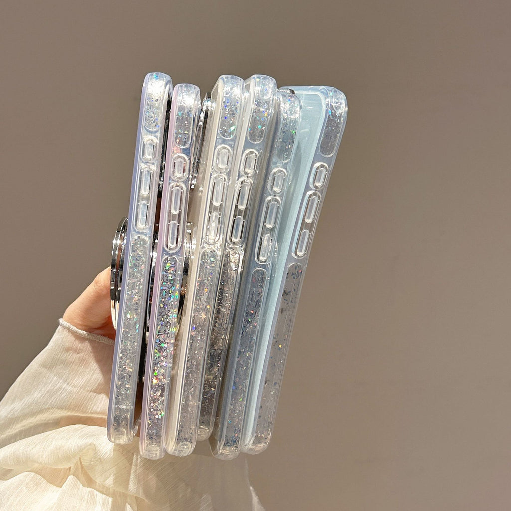 Coque Pailletée Dégradée avec Support Rotatif