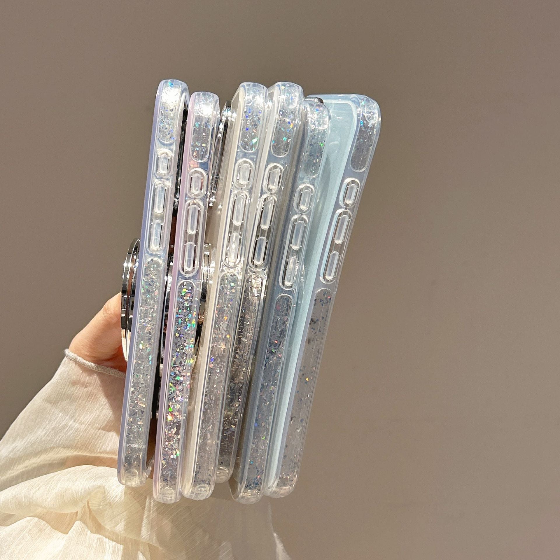 Coque Pailletée Dégradée avec Support Rotatif