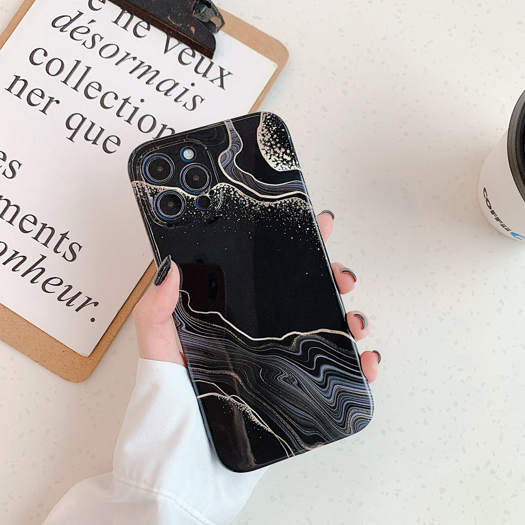 Coque en silicone marbre doré brillant