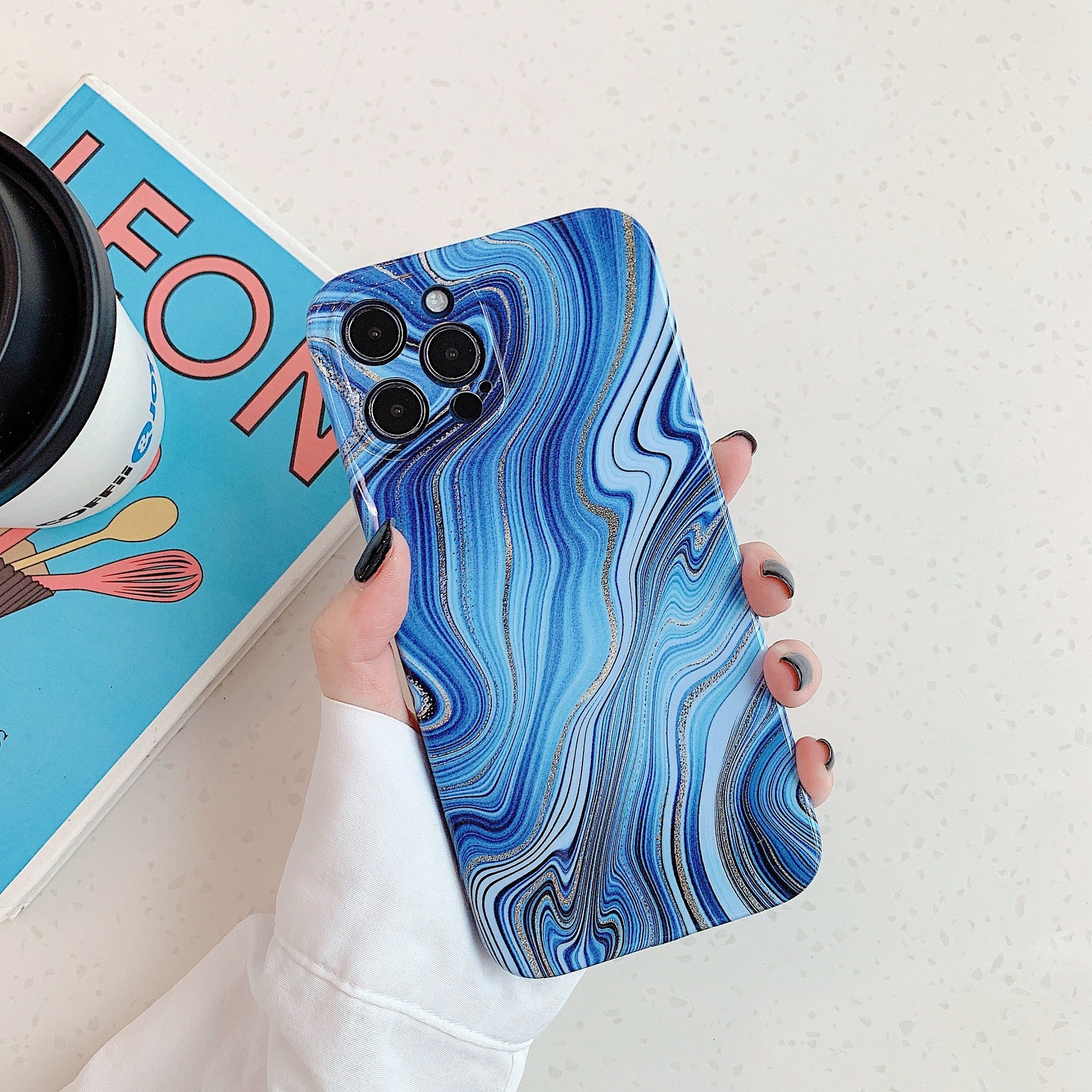 Coque en silicone marbre doré brillant